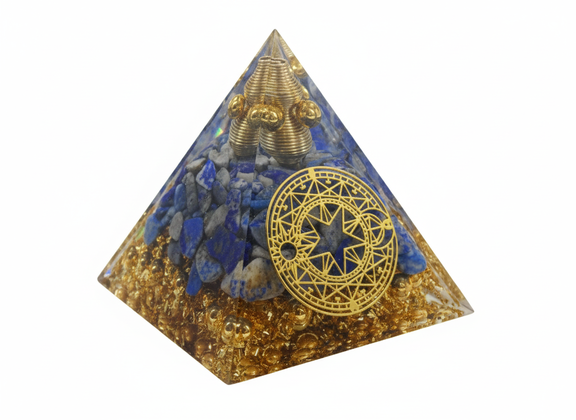 Pyramide Lapis Lazuli et Cercle Protection en Orgonite Ma boutique
