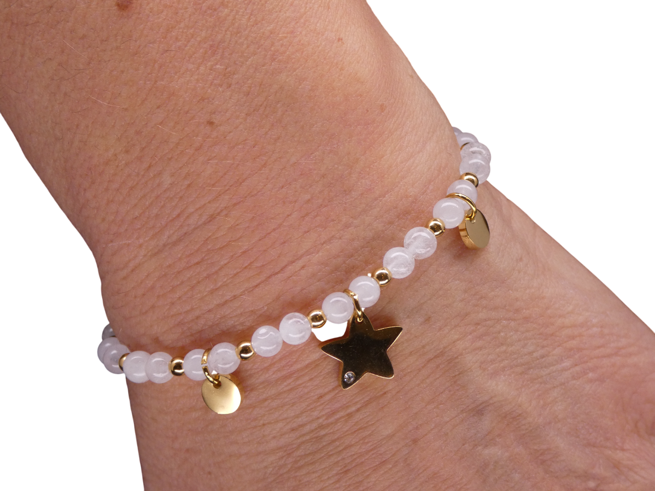 Bracelet Cristal de Roche/Quartz Rose avec fermoir