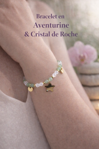 Bracelet Cristal de Roche/Aventurine avec fermoir Ma boutique