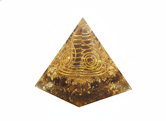 Pyramide Pointe Oeil de Tigre en Orgonite