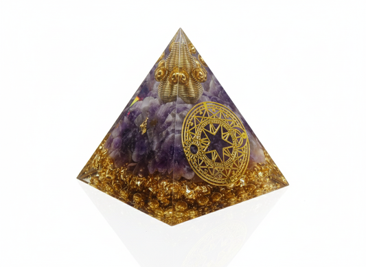 Pyramide  Améthyste Cercle Magique en Orgonite