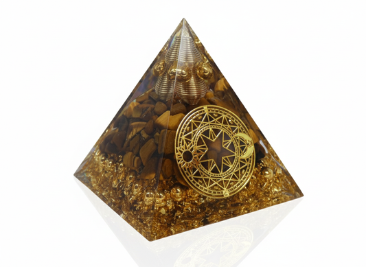 Pyramide Cercle Magique  Oeil de Tigre en Orgonite