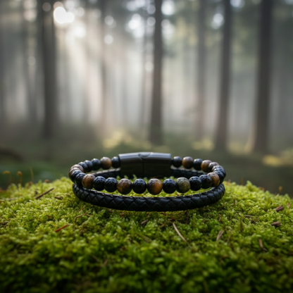 Bracelet Cuir Onyx et Œil de Tigre Ma boutique