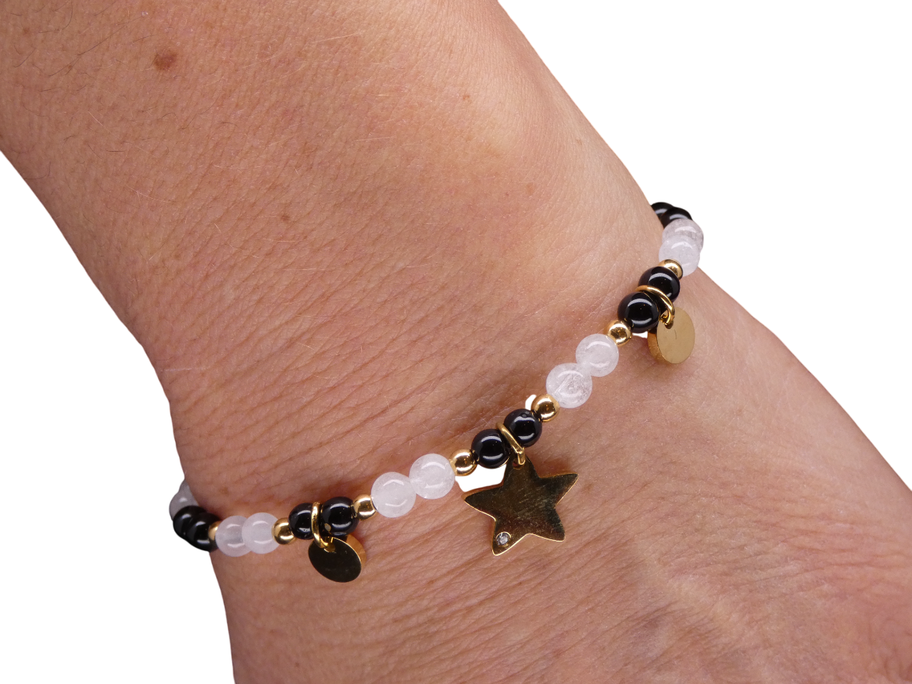 Bracelet Doré Cristal de Roche/Onyx