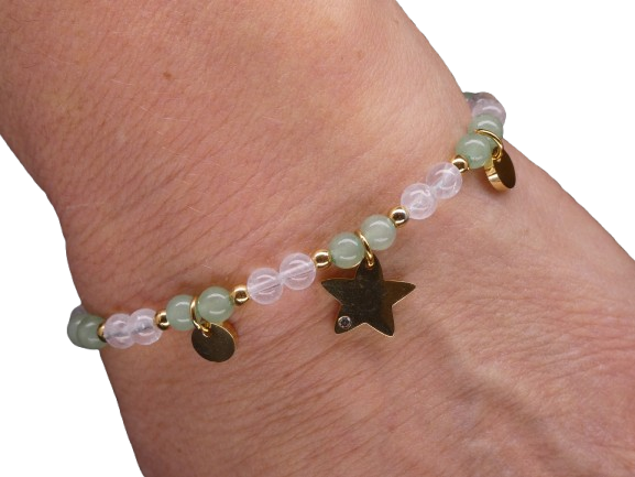 Bracelet Doré Cristal de Roche/Aventurine