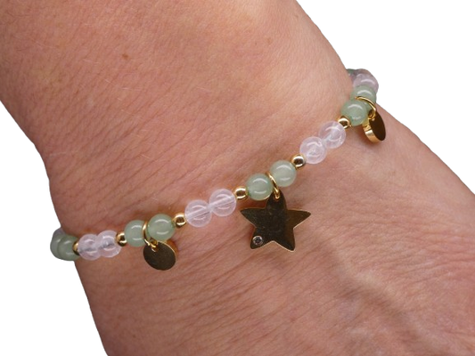 Bracelet Doré Cristal de Roche/Aventurine